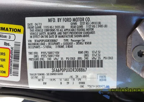 2013 Ford Fusion Energi Se Luxury z USA, uszkodzony, nr VIN 3FA6P0PUXDR308867